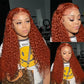 Ginger Orange Colored 5x5 13x6 Lace Front Closure Wig 6x5 Glueless Ready To Go Curly Human Hair Wigs