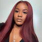 SUPER DEAL 99j Burgundy Colored 13x6 Lace Front 5x5 Glueless Lace Ready To Go Wig Straight Human Hair Wigs