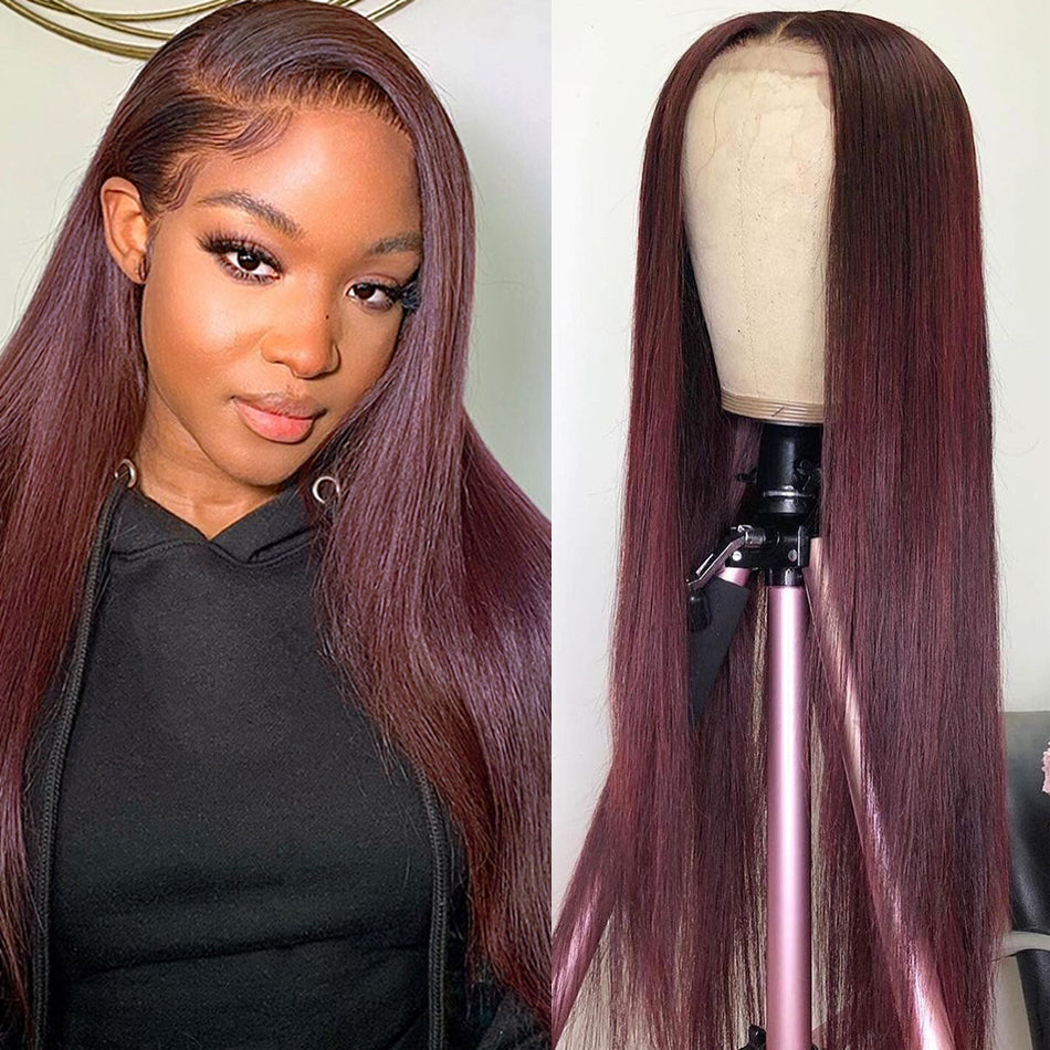 Plum Colored HD Transparent 5x5 Glueless Ready Go Wig  13x6 Lace Front Human Hair Wig