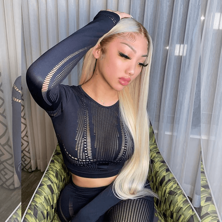 Hot Star Top 10A 250% Density Customized Ombre Platinum Blonde Colored 13x6 Lace Front Human Hair Wigs Brazilian Body Wave