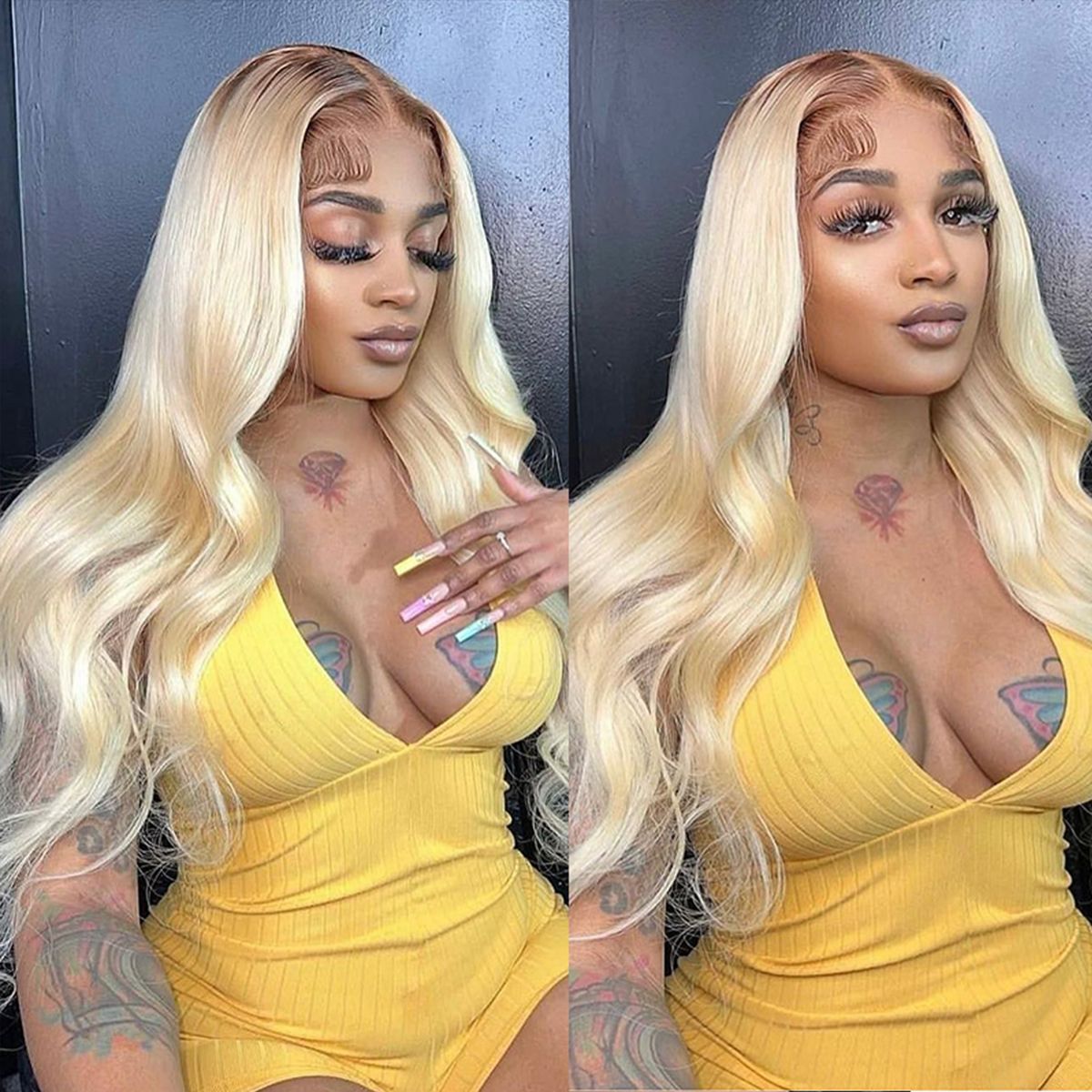 Ombre Blonde Colored HD Transparent 13x6 Lace Front Human Hair Wigs Brazilian Body Wave