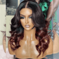 Perfect Woking Wig  Double Drawn Shoulder Length Short Wigs 1B/ 99J Half Black Half Wine Red Wig