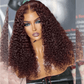 Hairstylist Works HD Transparent 13x6 Lace Front Wig 6x5 Glueless Curly Ready To Wear Human Hair Wigs 99j Wine Red Colored Wigs