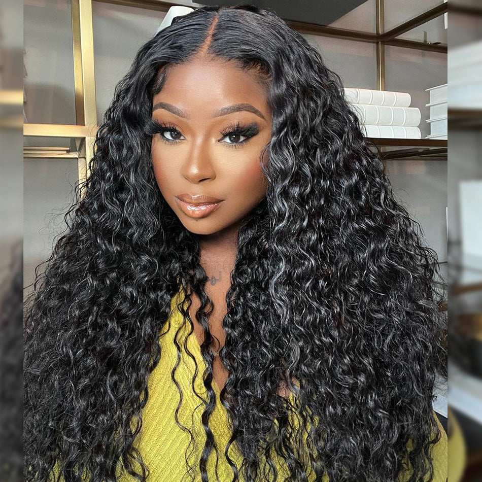Water Wave 5x5 Glueless Lace Closure Ready To Go Human Hair Wigs Pre Bleached