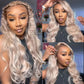 10A 250% Density Ash Blonde Colored 13x6 Lace Front Human Hair Wigs With Dark Roots