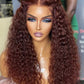 Reddish Brown Colored 13x4 13x6 5x5 Lace Frontal Closure Curly Human Hair Wigs