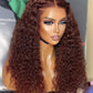 Reddish Brown Colored 13x4 13x6 5x5 Lace Frontal Closure Curly Human Hair Wigs