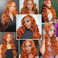 Ginger Orange Colored 13x6 Lace Front Closure Wig 5x5 Glueless Ready To Wear Human Hair Wig
