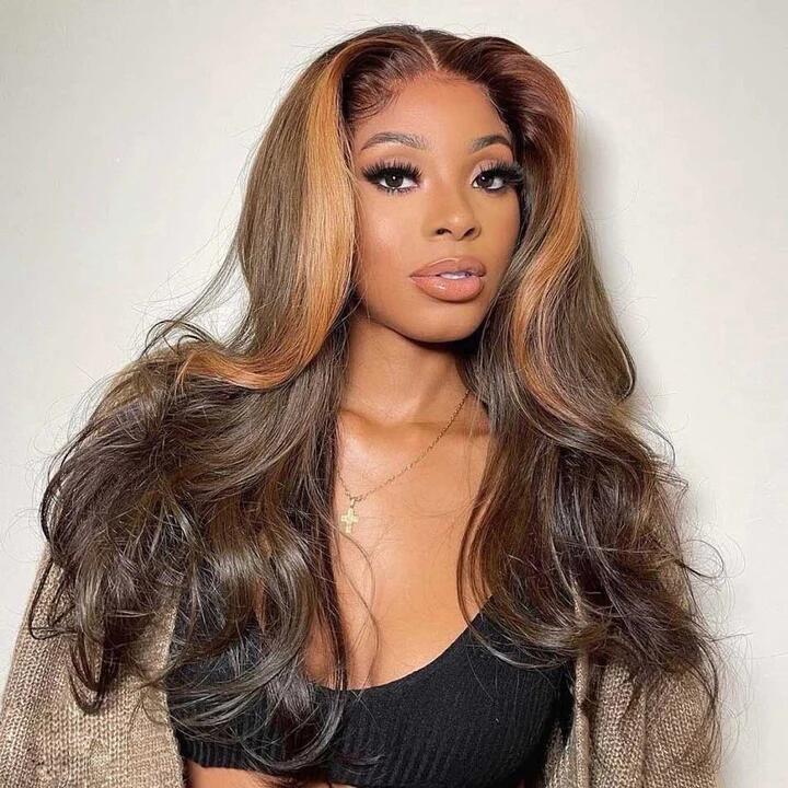 Highlight Customized Brown Colored 13x6 Lace Closure Front Wig 5x5 Ready Go Human Hair Wigs