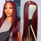 SUPER DEAL ! 99j Burgundy Colored 13x4 Lace Front Human Hair Wigs Straight With Affordable Price