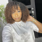 Natural Curly Ombre Brown Colored Seamless V-Part Wig,Can Be Weared No Leave Out, No Crochet