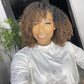 Natural Curly Ombre Brown Colored Seamless V-Part Wig,Can Be Weared No Leave Out, No Crochet