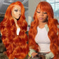 Super Deal !  350# Orange Ginger Colored 13x6 Lace Front Human Hair Wigs