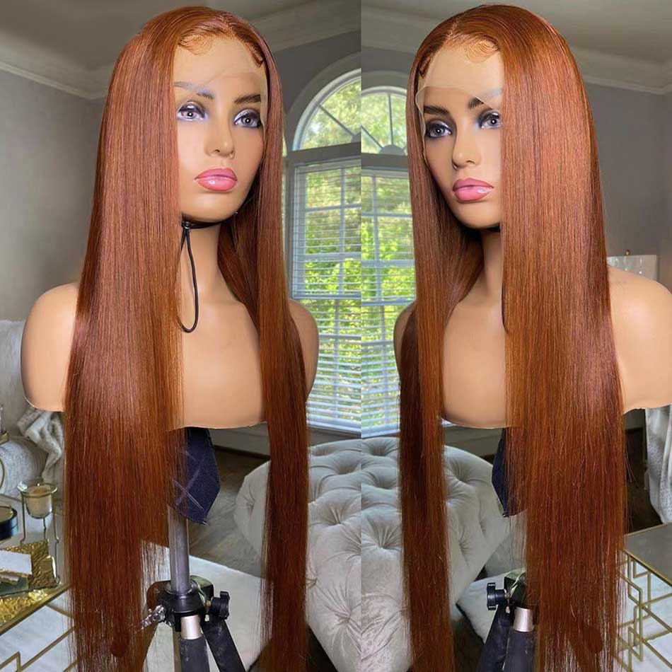 Ginger Brown Colored 5x5 13x6 Lace Front Closure Wig 5x6 Glueless Ready To Wear Human Hair Wigs
