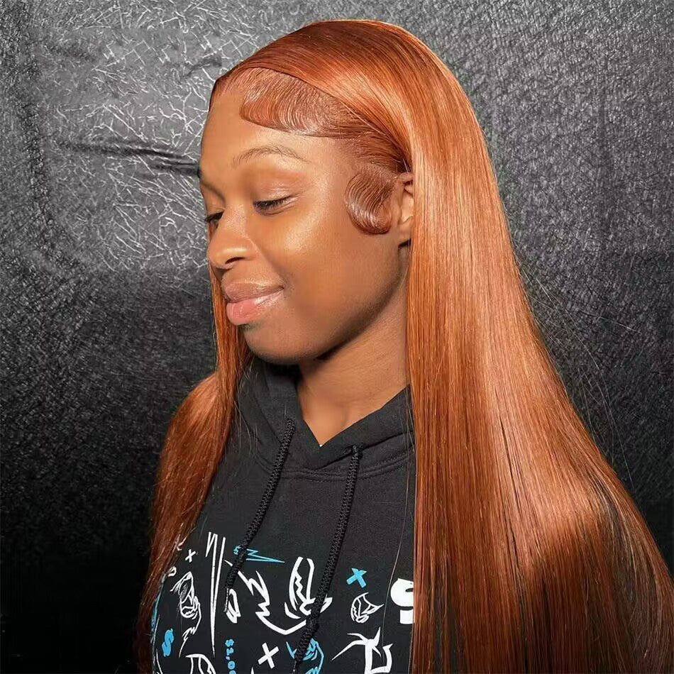 Ginger Brown Colored 5x5 13x6 Lace Front Closure Wig 5x6 Glueless Ready To Wear Human Hair Wigs