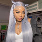 210% Density Silver Gray Colored 13x6 Lace Front Human Hair Wigs