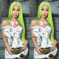 New Spring Green Colored Wigs Human Hair Pre Plucked HD Transparent 13x6 Brazilian Straight Lace Front Wigs