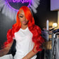 250% Density Bright Orange Red Colored 13x6 Lace Front Human Hair Wigs