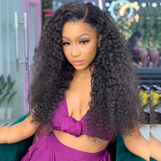 180% Density 5x5 13x4 Undetectable HD Full Lace Frontal Closure Curly Human Hair Wigs