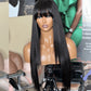 Human Hair Wigs With Bang Machine Made Hairstyle Wig