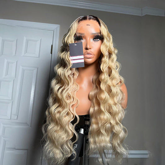 10A 250% Density Ombre Blonde Loose Deep Human Hair Wigs