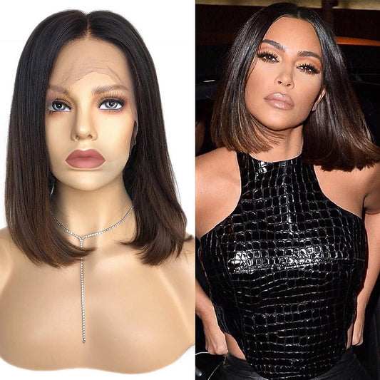 Ombre Brown Colored Short Bob 6x5 Wear And Go Glueless Lace Wig