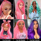 210% Density Customized Colored Pink Wigs Human Hair Pre Plucked HD Transparent 13x6 Brazilian Straight Lace Front Wigs