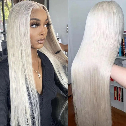 10A 250% Density Platinum Colored 13x6 Lace Human Hair Wigs