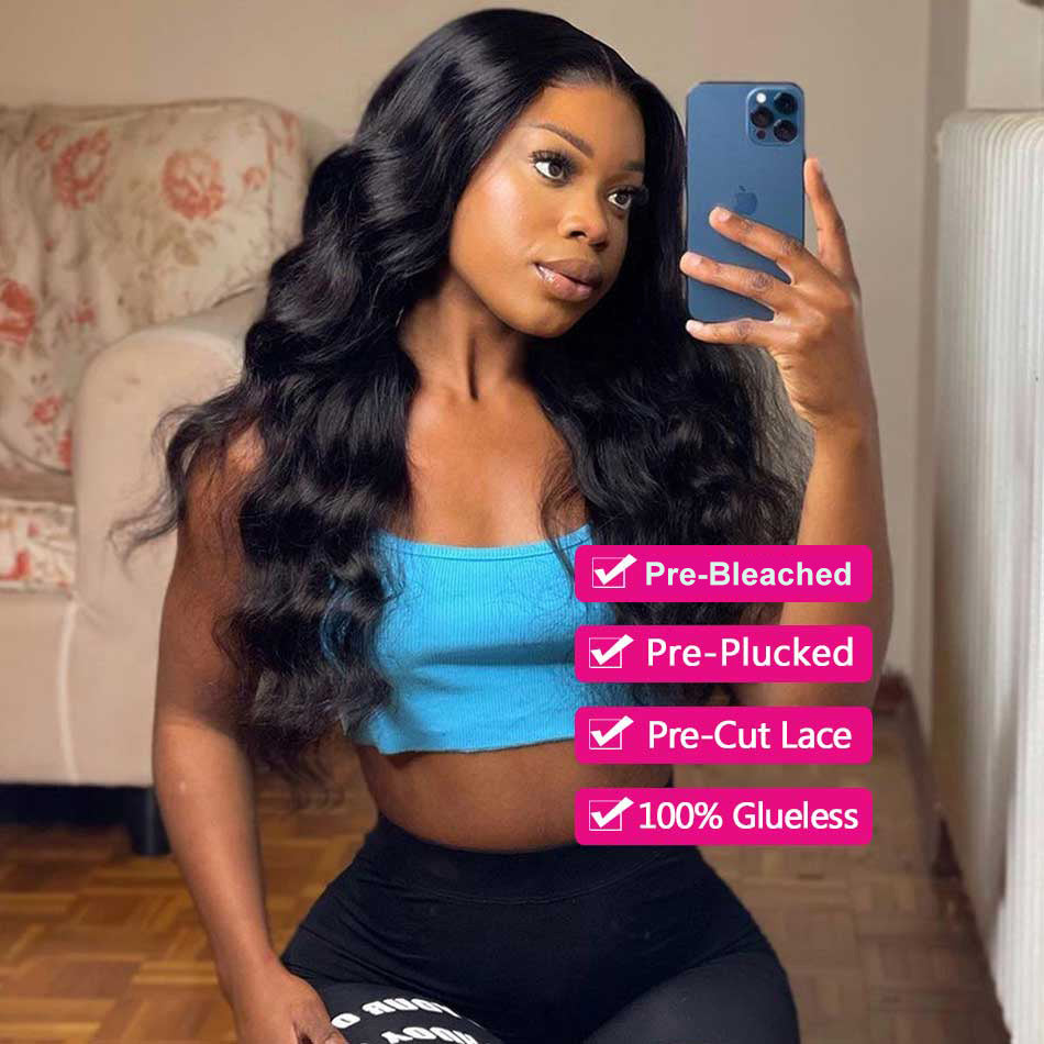 5x5 Glueless Lace Closure Ready To Wear Human Hair Wigs Body Wave