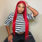 Flower Red Color HD Transparent 13x6 Lace Front Human Hair Wig