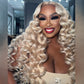 10A Retro Curl Blonde 250% Density 13x6 Lace Human Hair Wigs