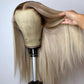 10A 250% Density Ash Blonde Colored 13x6 Lace Front Human Hair Wigs With Dark Roots