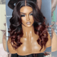 Perfect Woking Wig  Double Drawn Shoulder Length Short Wigs 1B/ 99J Half Black Half Wine Red Wig