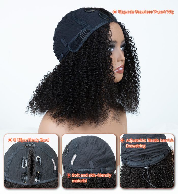 Kinky Curly Seamless V-Part Wig