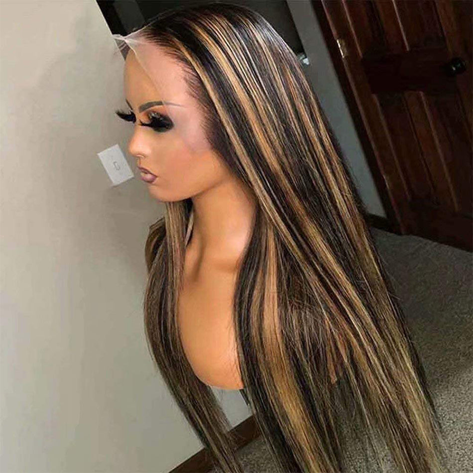 1B/27# Highlight Colored 13x4 13x6 5x5 Lace Front Closure Human Hair Wigs Straight