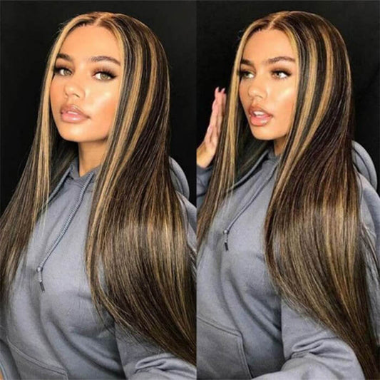 1B/27# Highlight Colored 13x4 13x6 5x5 Lace Front Closure Human Hair Wigs Straight