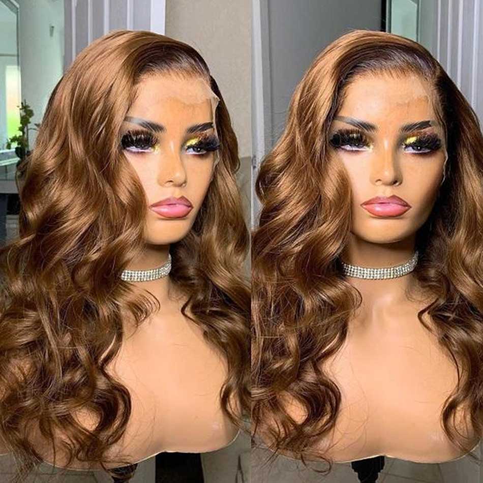 Chestnut Brown Colored 13x4 13x6 5x5 Lace Front Closure Human Hair Wigs Body Wave Frontal Wigs