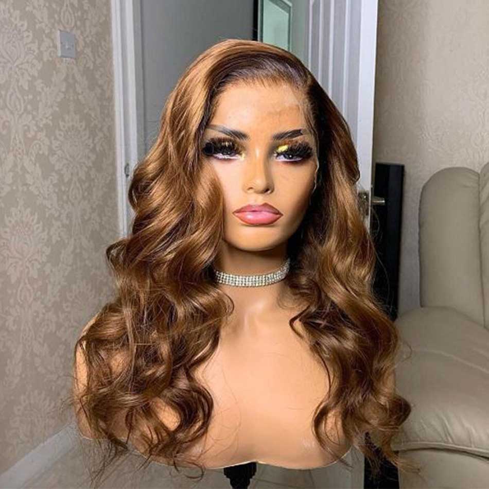 Chestnut Brown Colored 13x4 13x6 5x5 Lace Front Closure Human Hair Wigs Body Wave Frontal Wigs