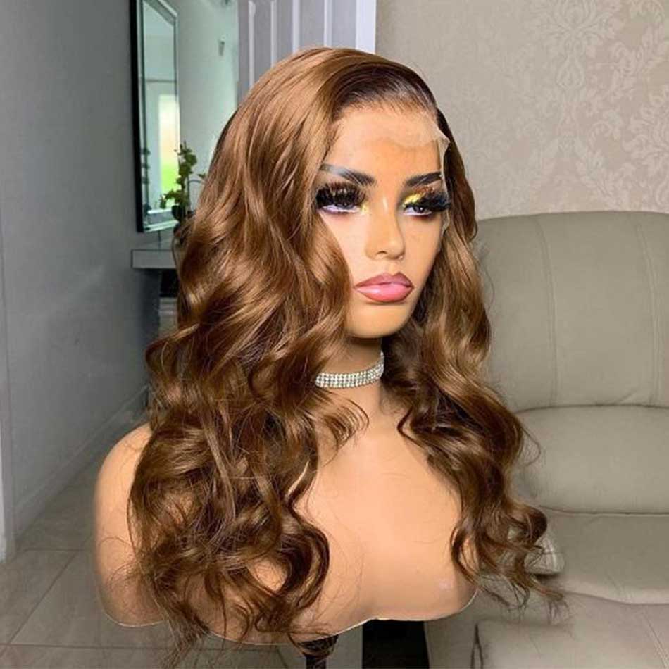 Chestnut Brown Colored 13x4 13x6 5x5 Lace Front Closure Human Hair Wigs Body Wave Frontal Wigs