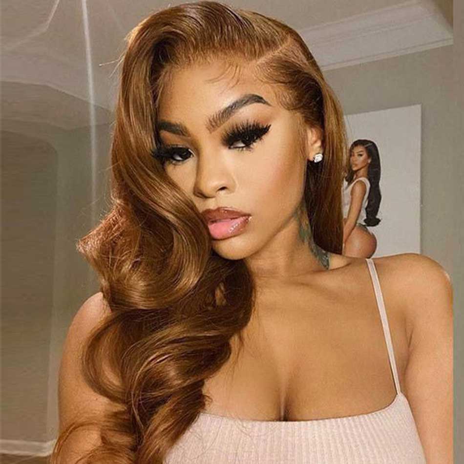 Chestnut Brown Colored 13x4 13x6 5x5 Lace Front Closure Human Hair Wigs Body Wave Frontal Wigs