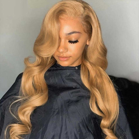 27# Honey Blonde Colored 13x4 13x6 5x5 Lace Front Closure Human Hair Wigs Body Wave Frontal Wigs