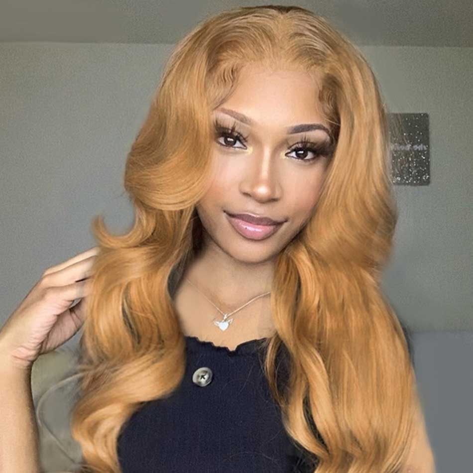 27# Honey Blonde Colored 13x4 13x6 5x5 Lace Front Closure Human Hair Wigs Body Wave Frontal Wigs