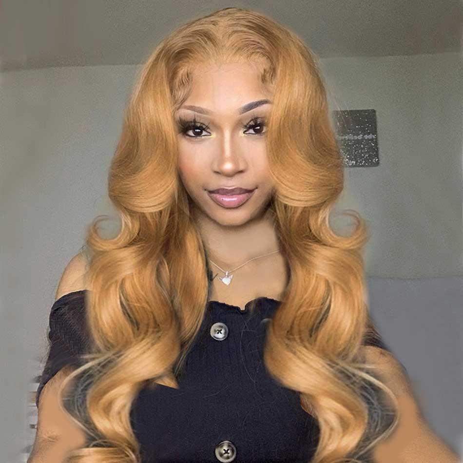 27# Honey Blonde Colored 13x4 13x6 5x5 Lace Front Closure Human Hair Wigs Body Wave Frontal Wigs