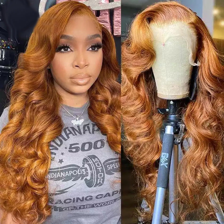 Ginger Blonde Colored 13x4 13x6 5x5 Lace Front Closure Human Hair Wigs Body Wave Frontal Wigs