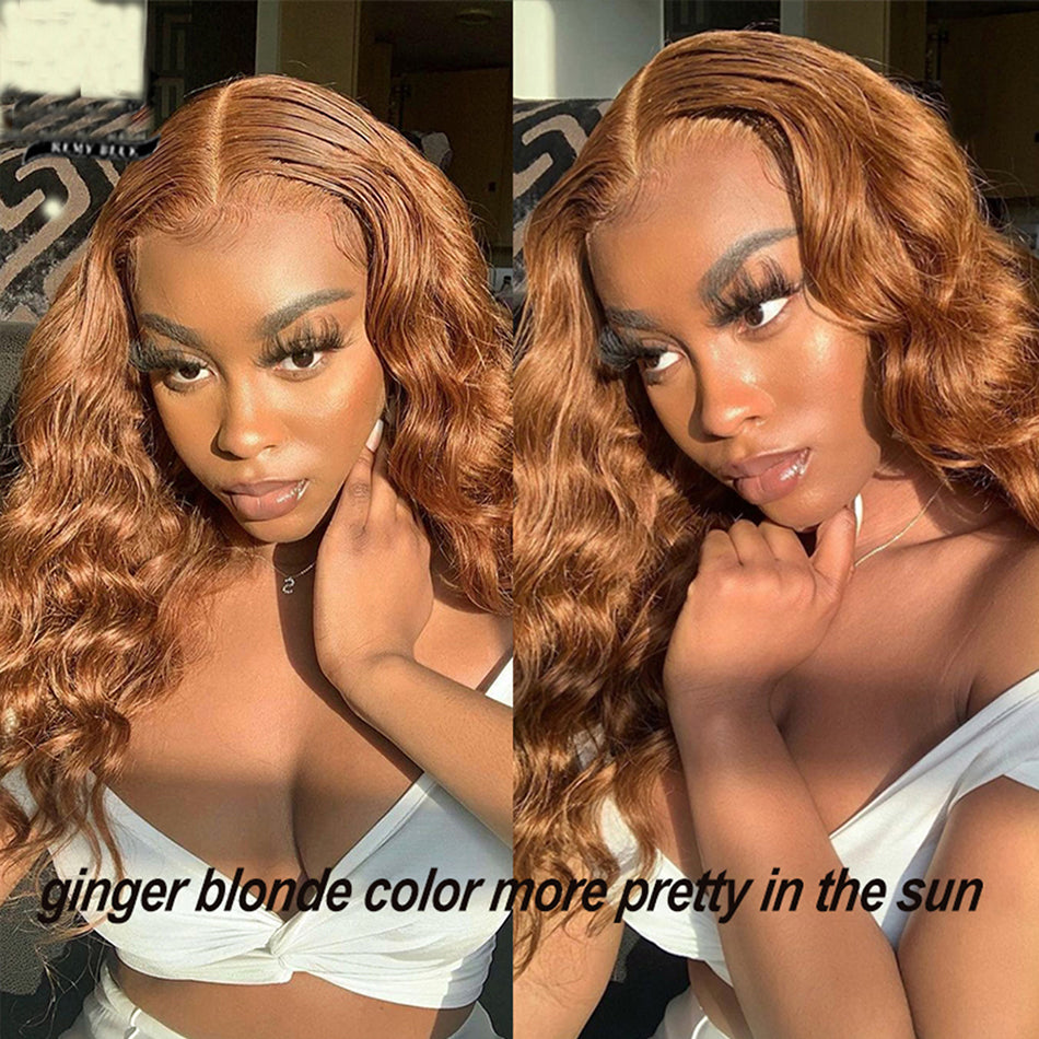 Ginger Blonde Colored 13x4 13x6 5x5 Lace Front Closure Human Hair Wigs Body Wave Frontal Wigs