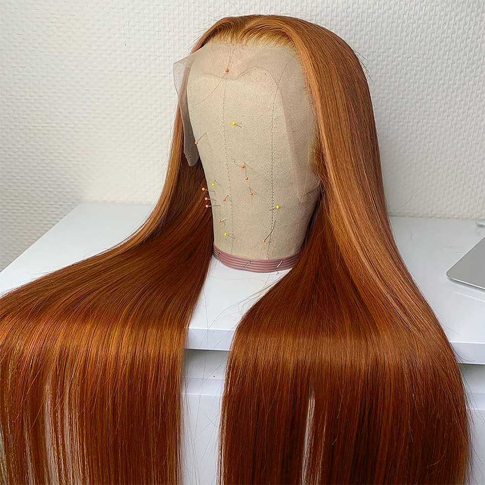 Ginger Blonde Colored 13x4 13x6 5x5 Lace Front Closure Human Hair Wigs Straight Frontal Wigs