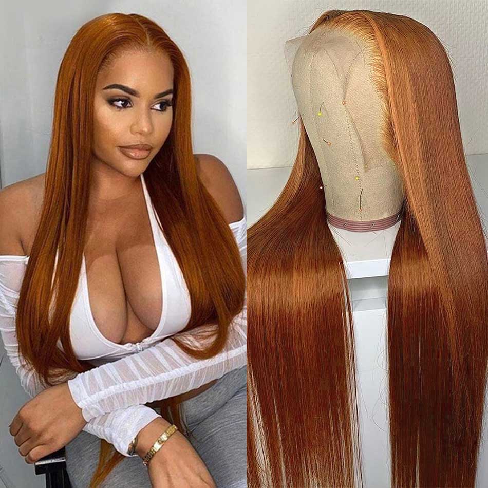 Ginger Blonde Colored 13x4 13x6 5x5 Lace Front Closure Human Hair Wigs Straight Frontal Wigs