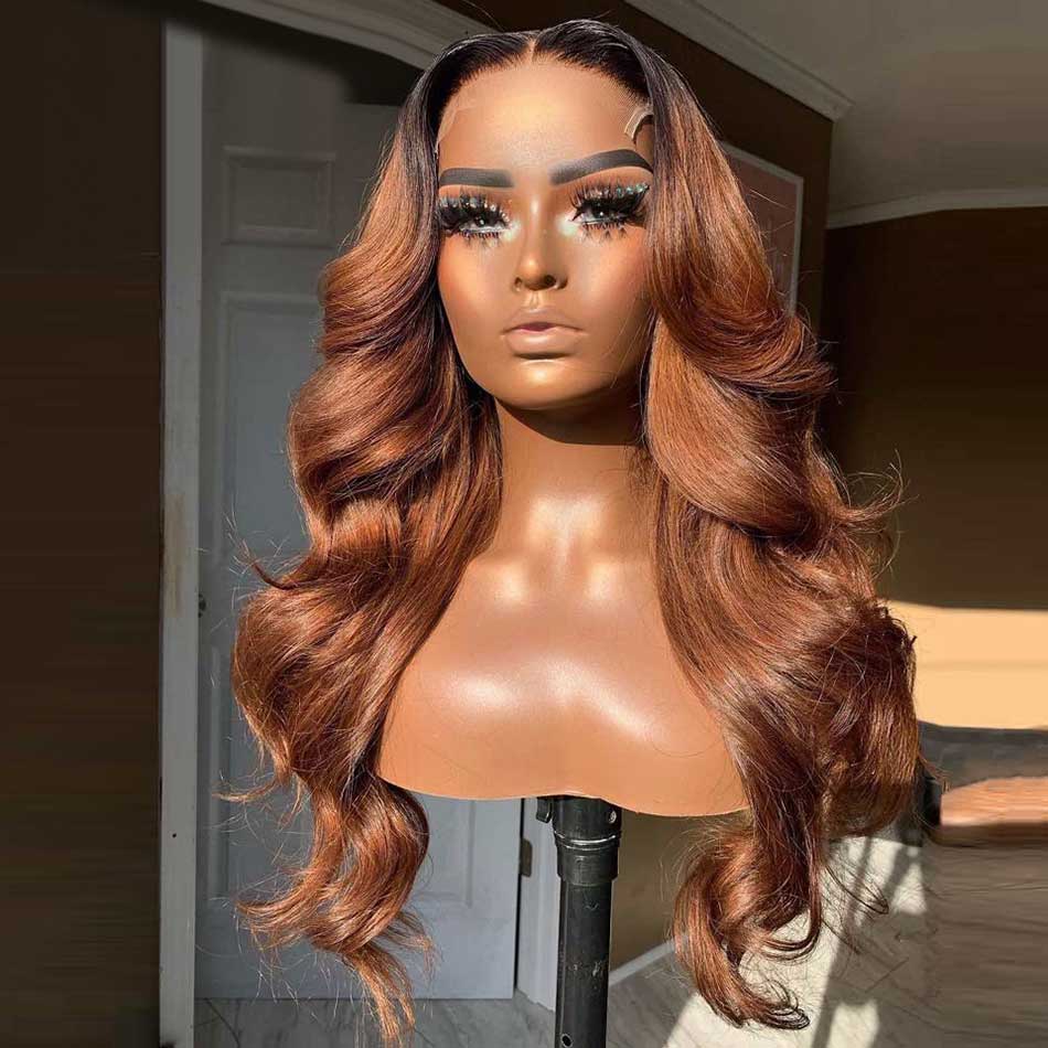 1B/30# Ombre Brown Colored 13x4 13x6 4x4 5x5 Lace Front Closure Human Hair Wigs Body Wave Frontal Wigs