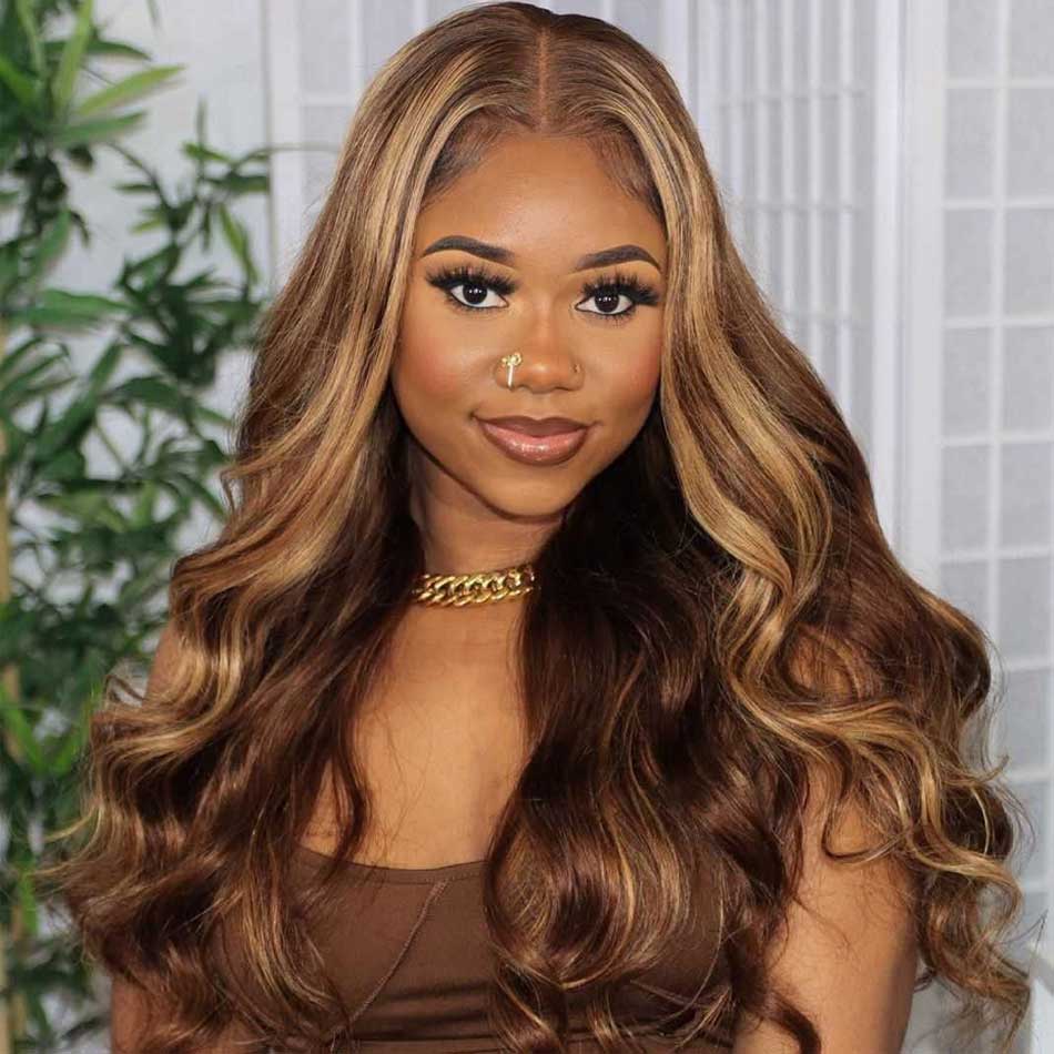 4/27# Highlight Colored 13x4 13x6 4x4 5x5 Lace Front Closure Human Hair Wigs Body Wave Frontal Wigs 180%