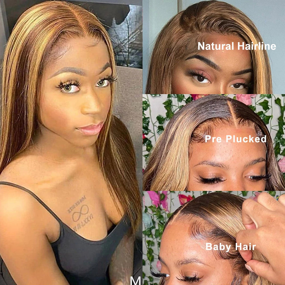 SUPER DEAL !4/27# Highlight Colored 13x4 Lace Front  Human Hair Wigs Straight